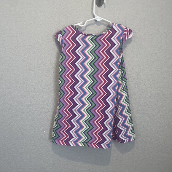 HANNA ANDERSSON Knit Dress Girls 110 US 5 6 Purple Zig Zag Cap Sleeve Summer - Picture 6 of 9